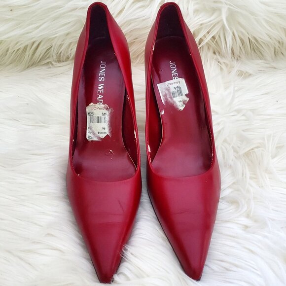 Jones Wear Burgundy Classic Medium Heeled Pumps SZ 7.5 - Picture 3 of 11